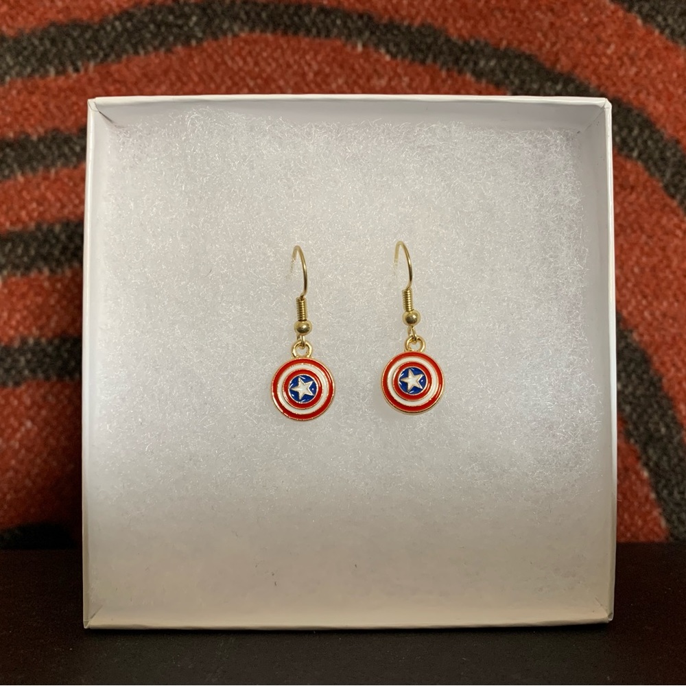 Captain America shield earrings